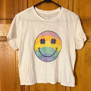 Lucky Brand Tee with Rainbow Smiley